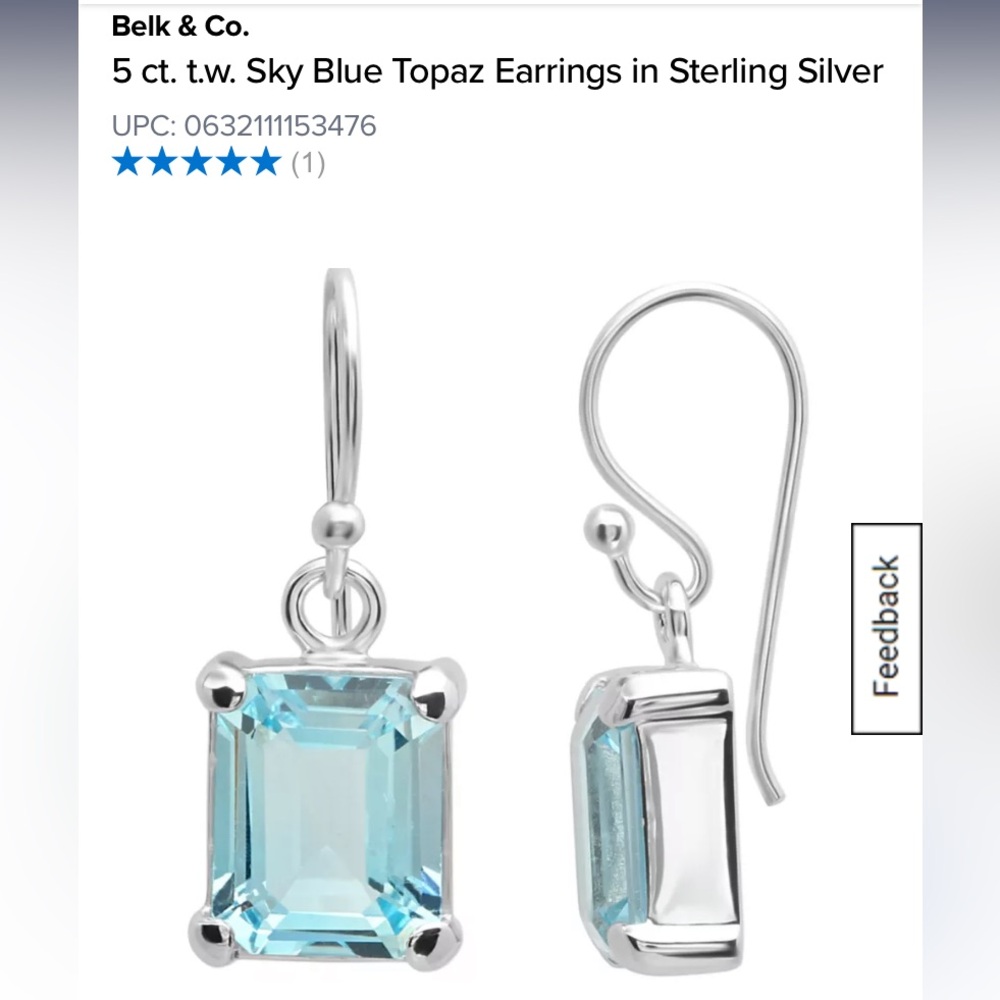 Belk & Co. Sky Blue Topaz Sterling Silver Drop Earrings